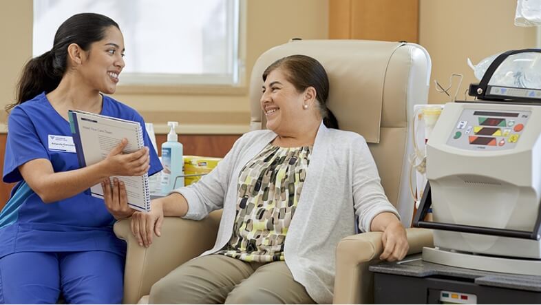 a woman receiving home dialysis training